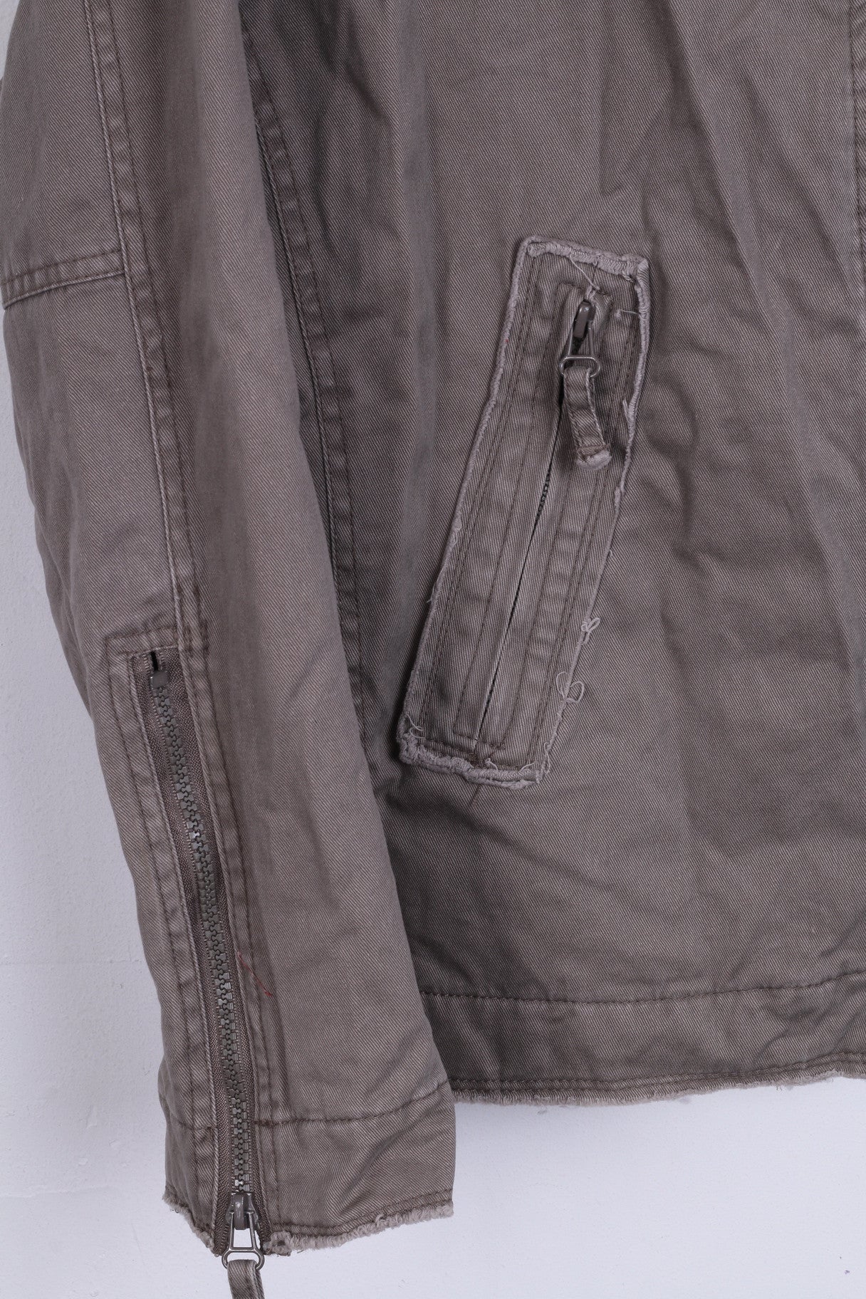 Giacca da donna Life and Glory in cotone militare kaki con cerniera