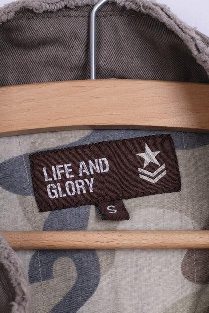 Life and Glory Womens S Jacket Khaki Military Cotton Zip Up