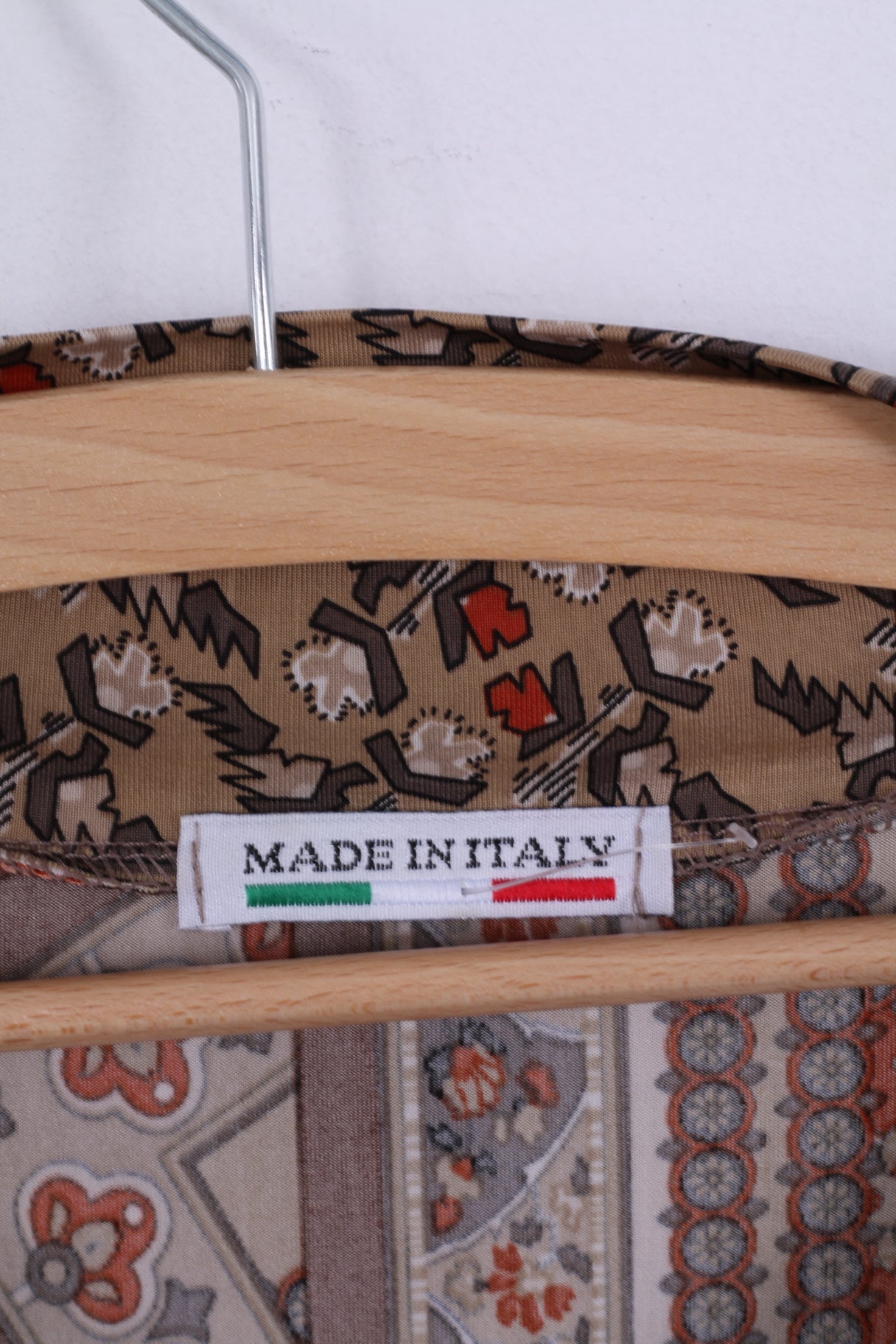 Made in Italy Chemise 2 S/M pour femme - Haut ajusté en viscose extensible à motif marron