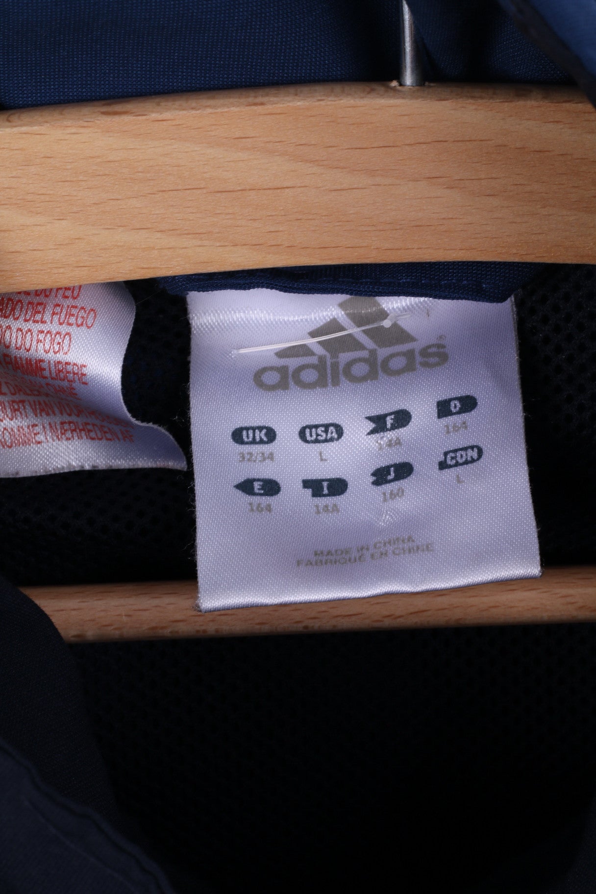 Adidas Uomo 164 14 età Track Top Giacca Navy Sportswear Training Zip Up Top