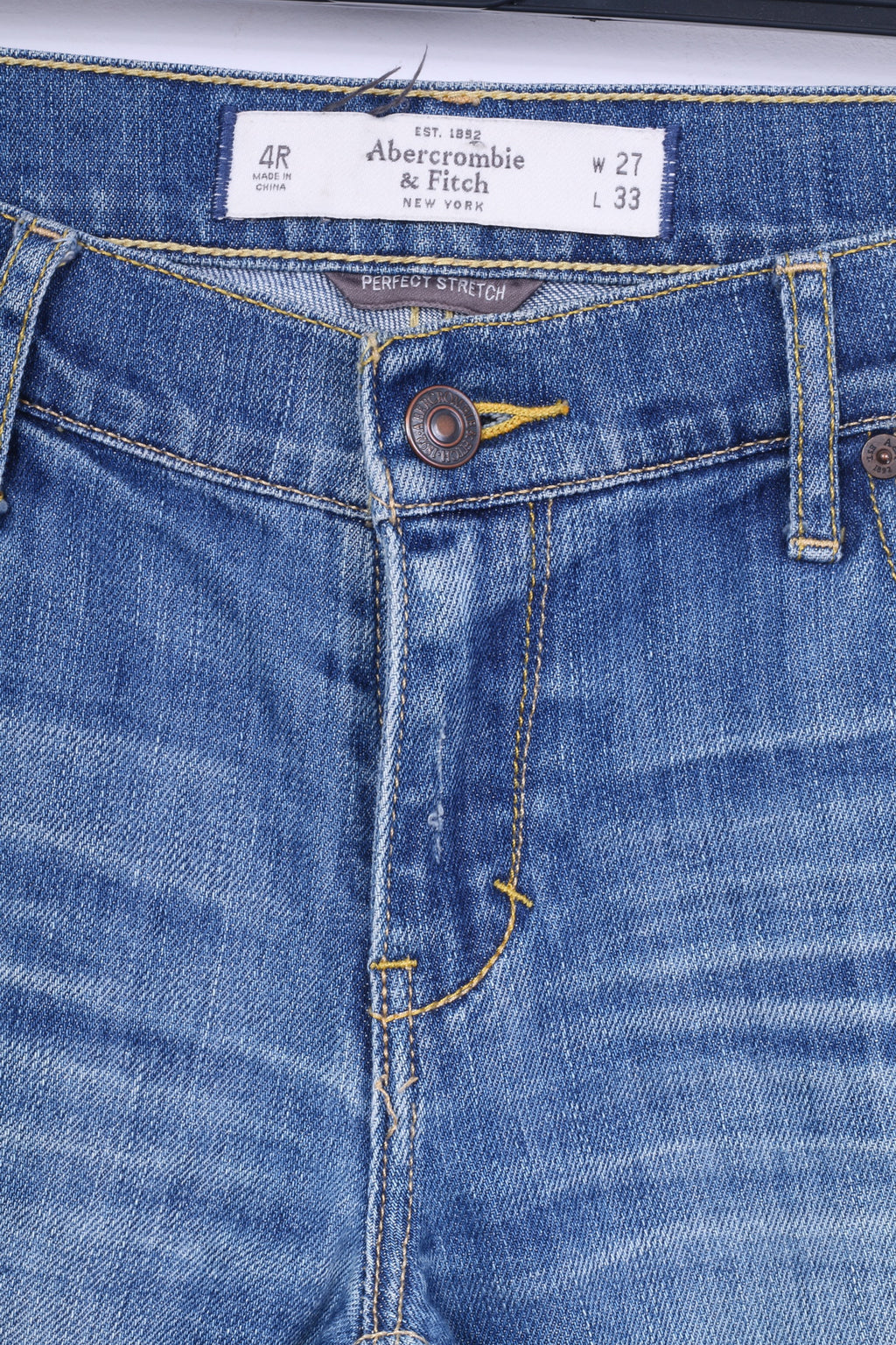 Pantaloni Abercrombie &amp; Fitch da donna W27 L33 Jeans blu cotone denim