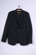 Rene Lezard Veste Blazer 98 (S) Homme Noir Laine à Boutonnage Simple 