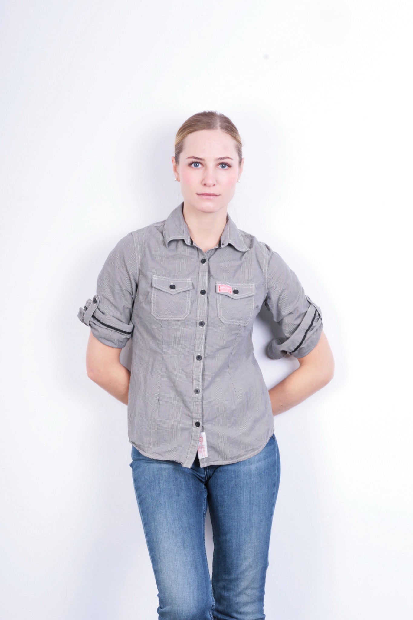 Superdry Womens S Casual Shirt Check White Black Cotton - RetrospectClothes