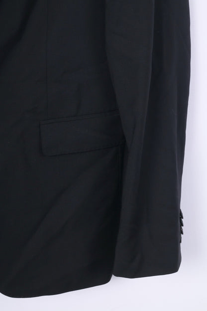 Rene Lezard Mens 98 (S) Blazer Jacket Black Single Breasted Wool
