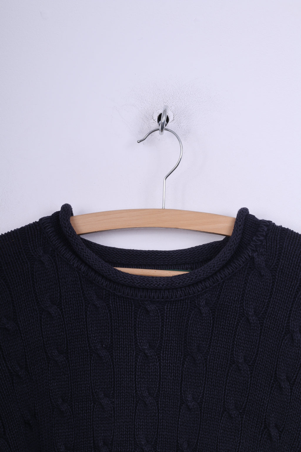 Maglione da uomo verde corsa L in cotone blu scuro lavorato a maglia