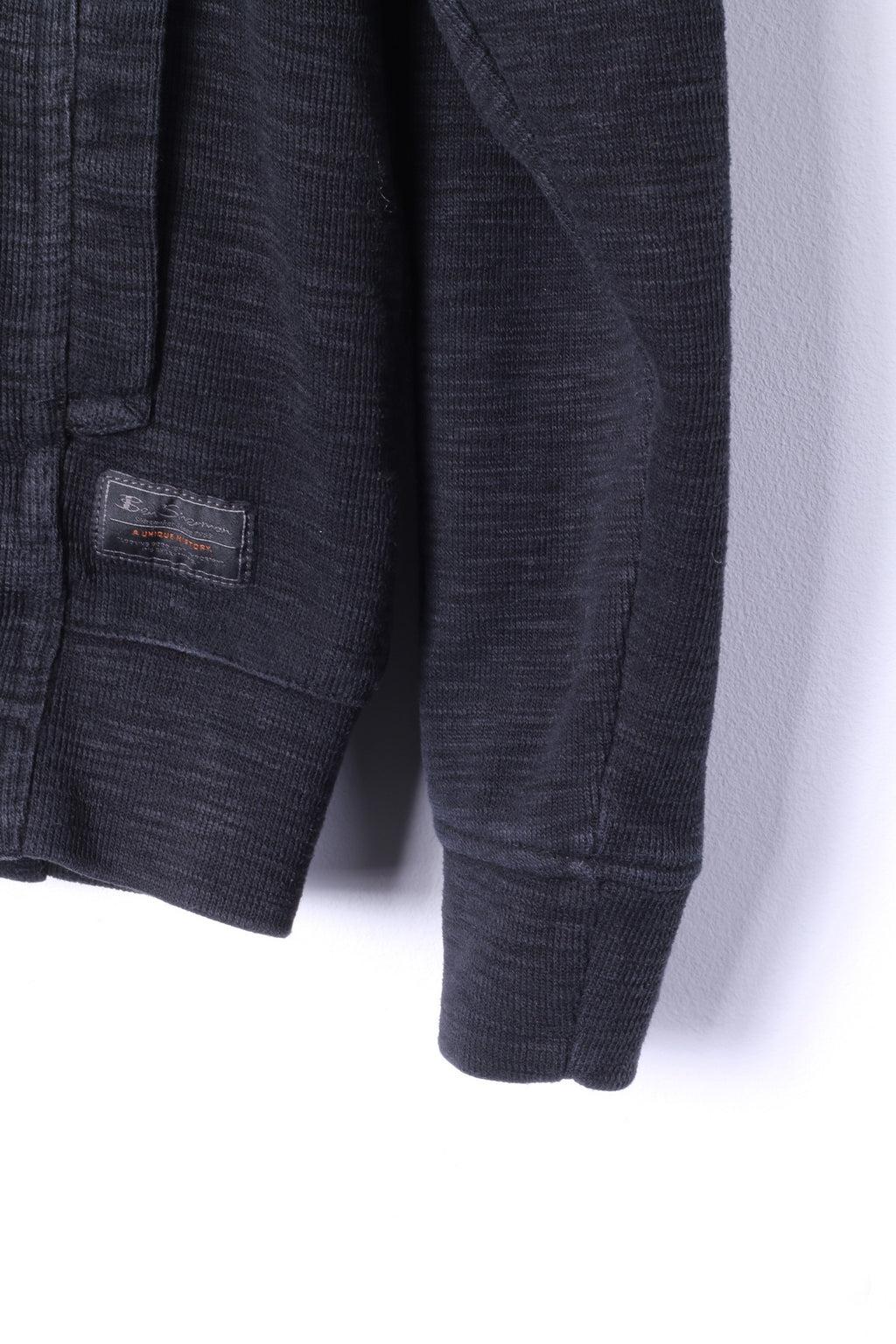 Ben Sherman Mens XL Sweatshirt Black Cotton Full Zip Casual Top