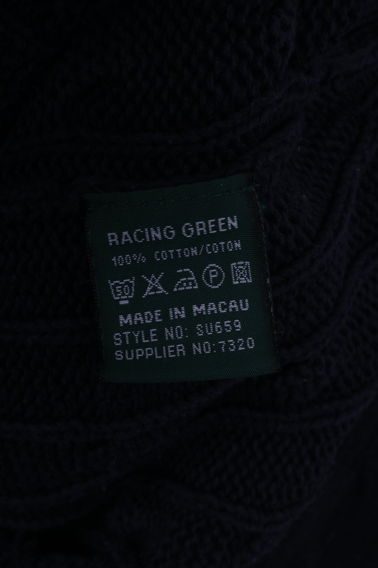 Maglione da uomo verde corsa L in cotone blu scuro lavorato a maglia