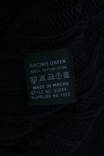 Maglione da uomo verde corsa L in cotone blu scuro lavorato a maglia