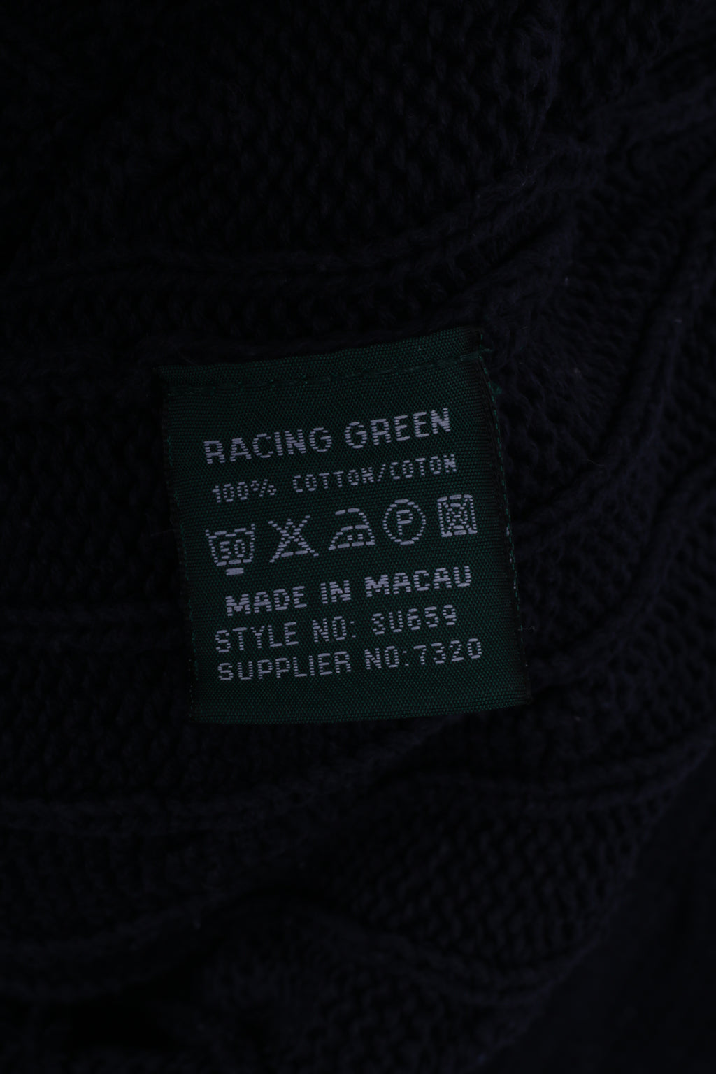 Maglione da uomo verde corsa L in cotone blu scuro lavorato a maglia