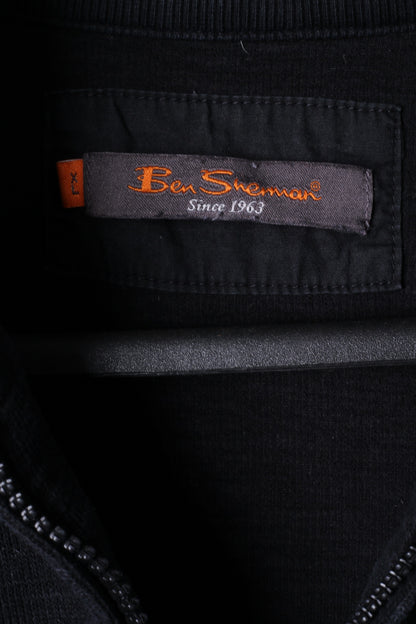 Ben Sherman Mens XL Sweatshirt Black Cotton Full Zip Casual Top