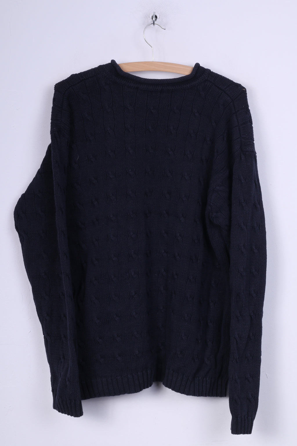 Maglione da uomo verde corsa L in cotone blu scuro lavorato a maglia