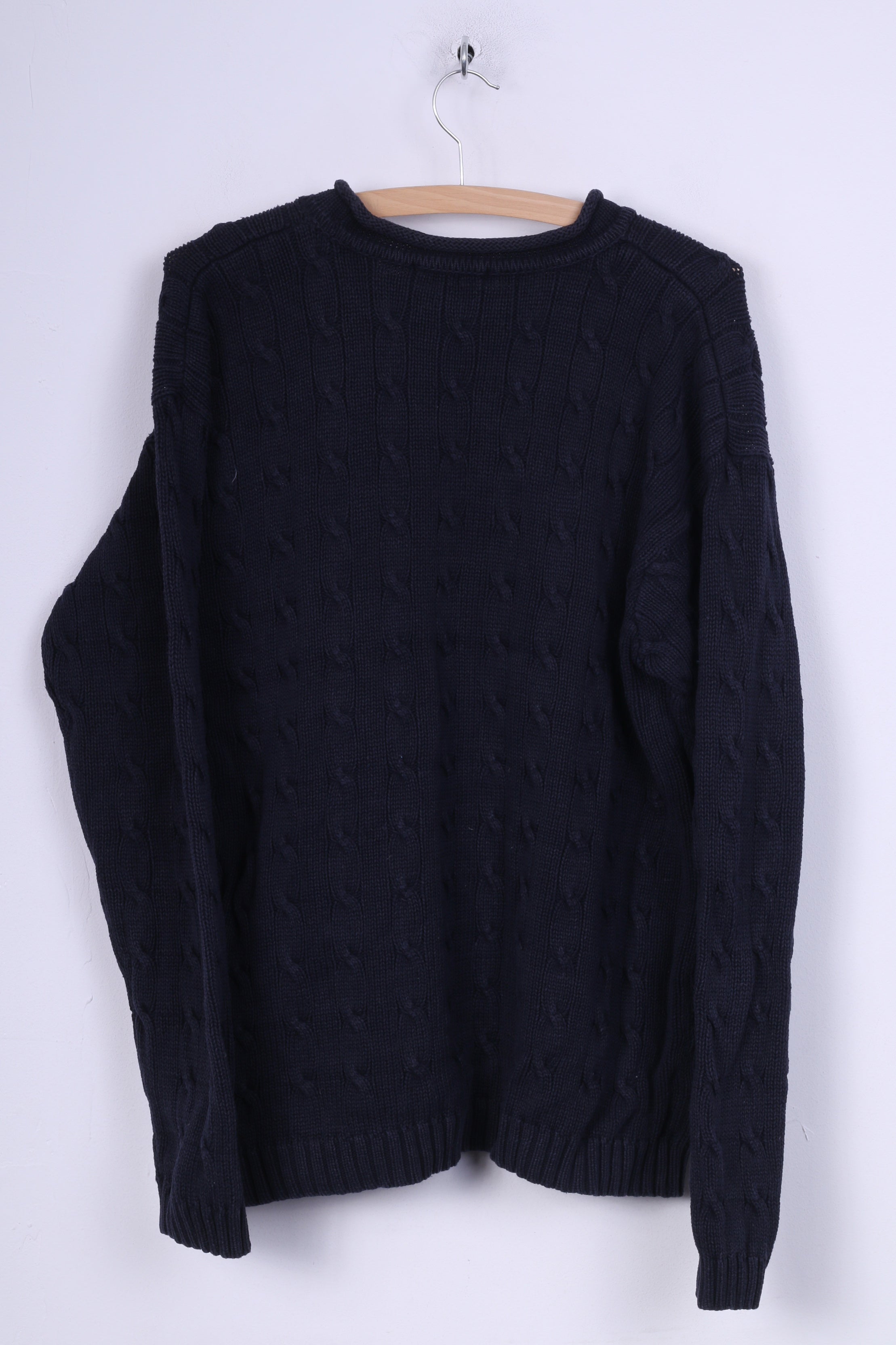 Maglione da uomo verde corsa L in cotone blu scuro lavorato a maglia