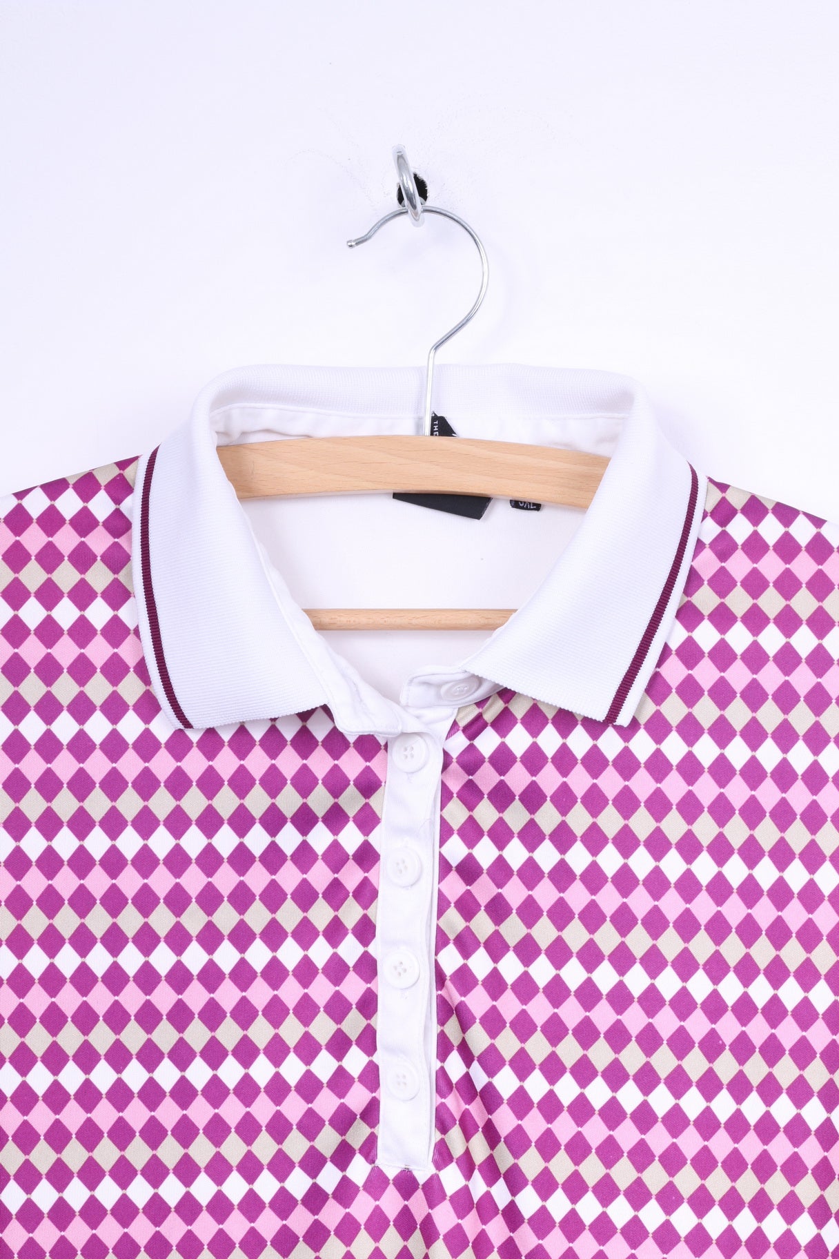 Pin High Womens 3XL (XL) Polo Shirt White Purple Diamonds Golf Top