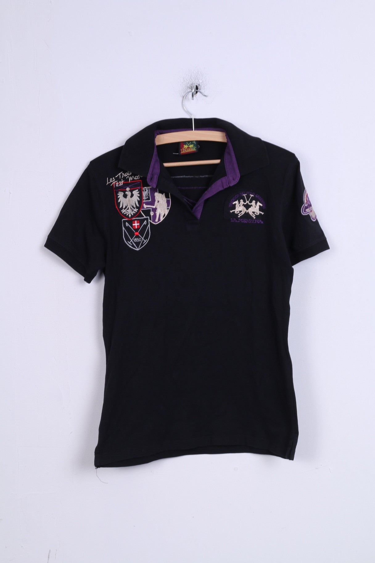 La Martina Womens XL Polo Shirt Black Cotton Sport 3