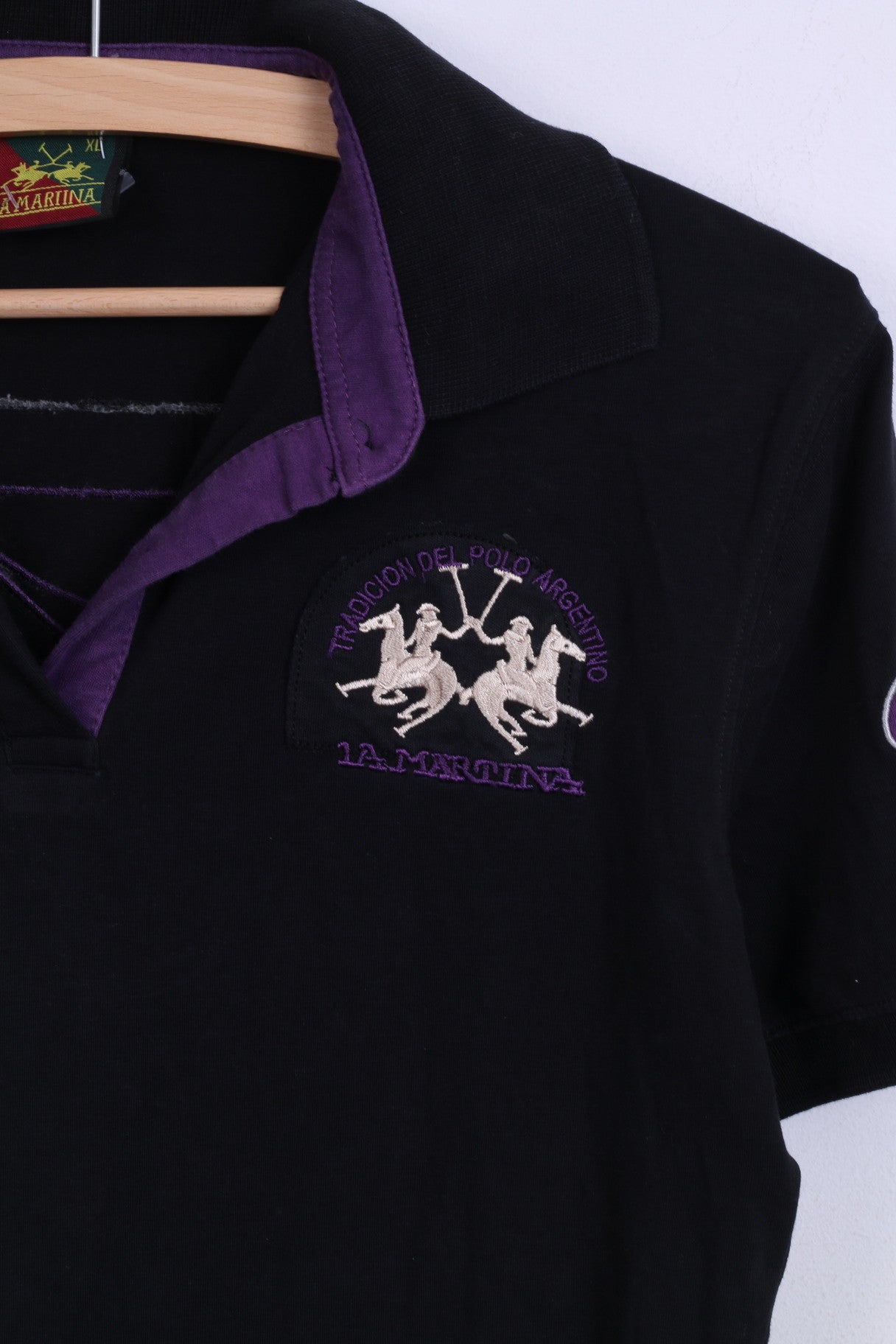 La Martina Womens XL Polo Shirt Black Cotton Sport 3