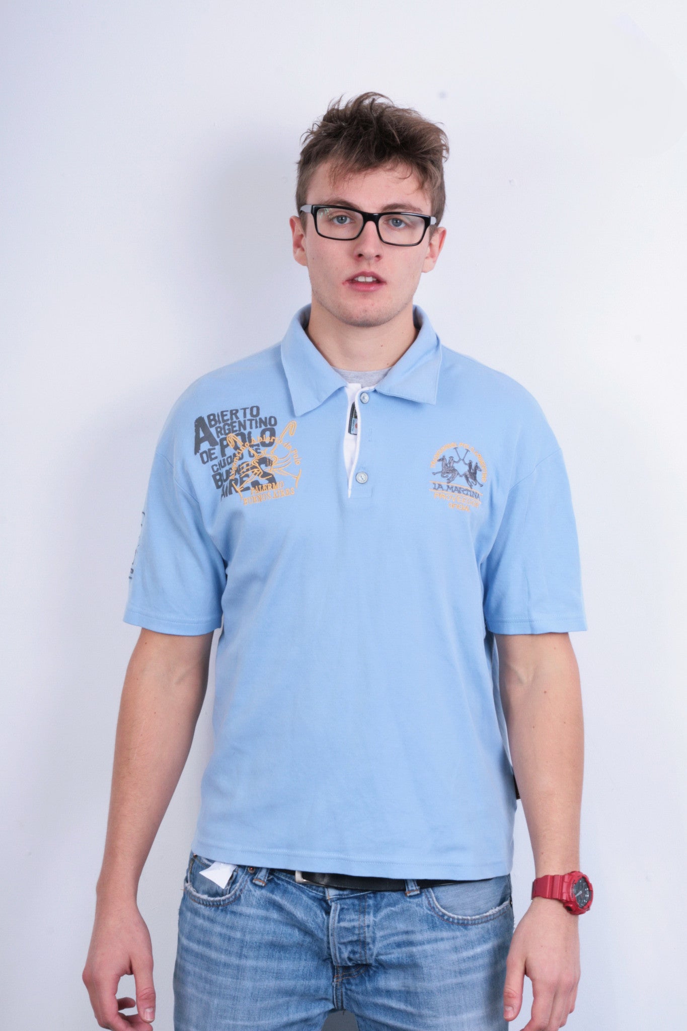 La Martina Men XL Polo Shirt Short Sleeve Blue Buenos Aires Cotton Argentina - RetrospectClothes