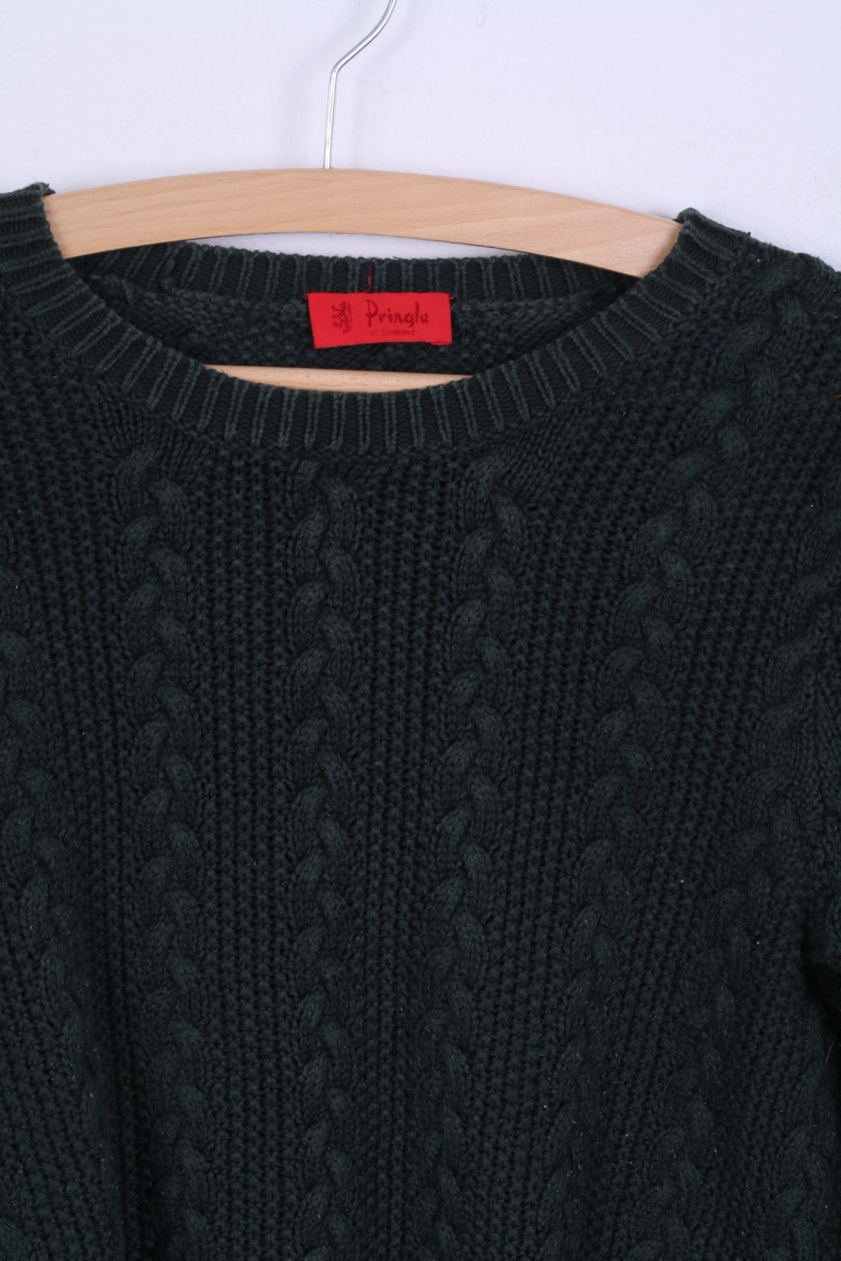 Pringle Of Scotland Womens S Jumper Green Cotton Knitted Sweater Top