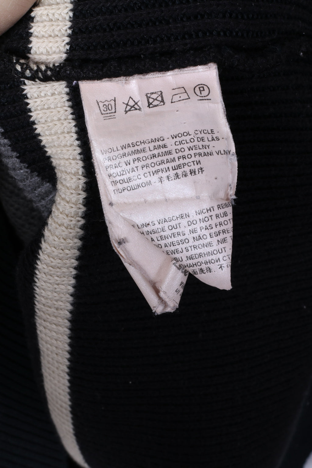 BRAX Mens 52 L Jumper Black Striped Zip Neck Wool Cotton Blend Sweater