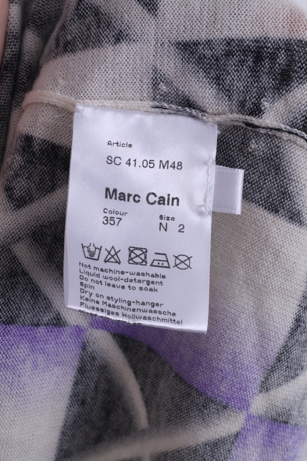 Marc Cain Womens 2 M Tunic Jumper V Neck Wool Wrap Top