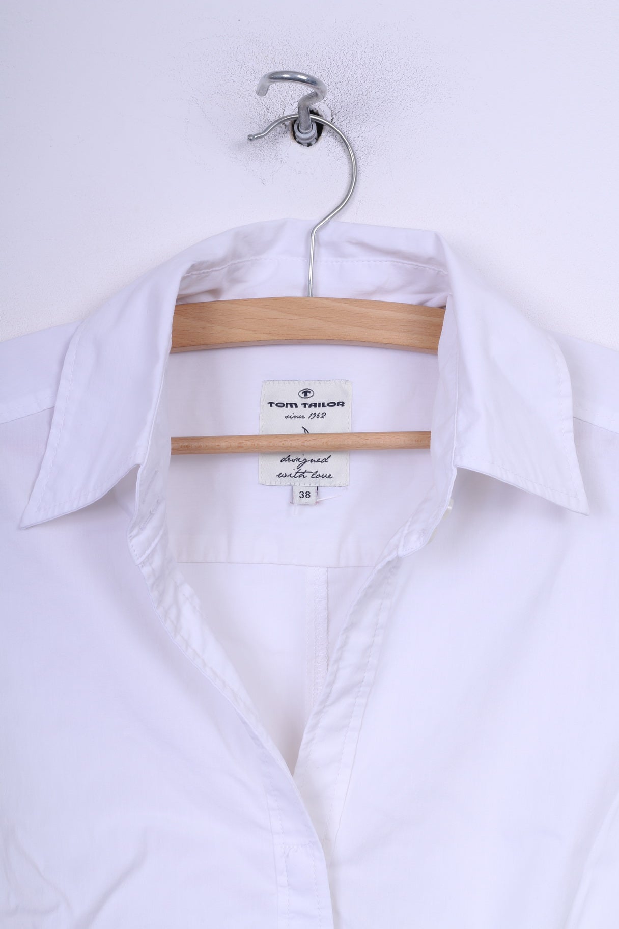 Tom Tailor Womens M 38 Casual Shirt Blouse White Long Sleeve Cotton