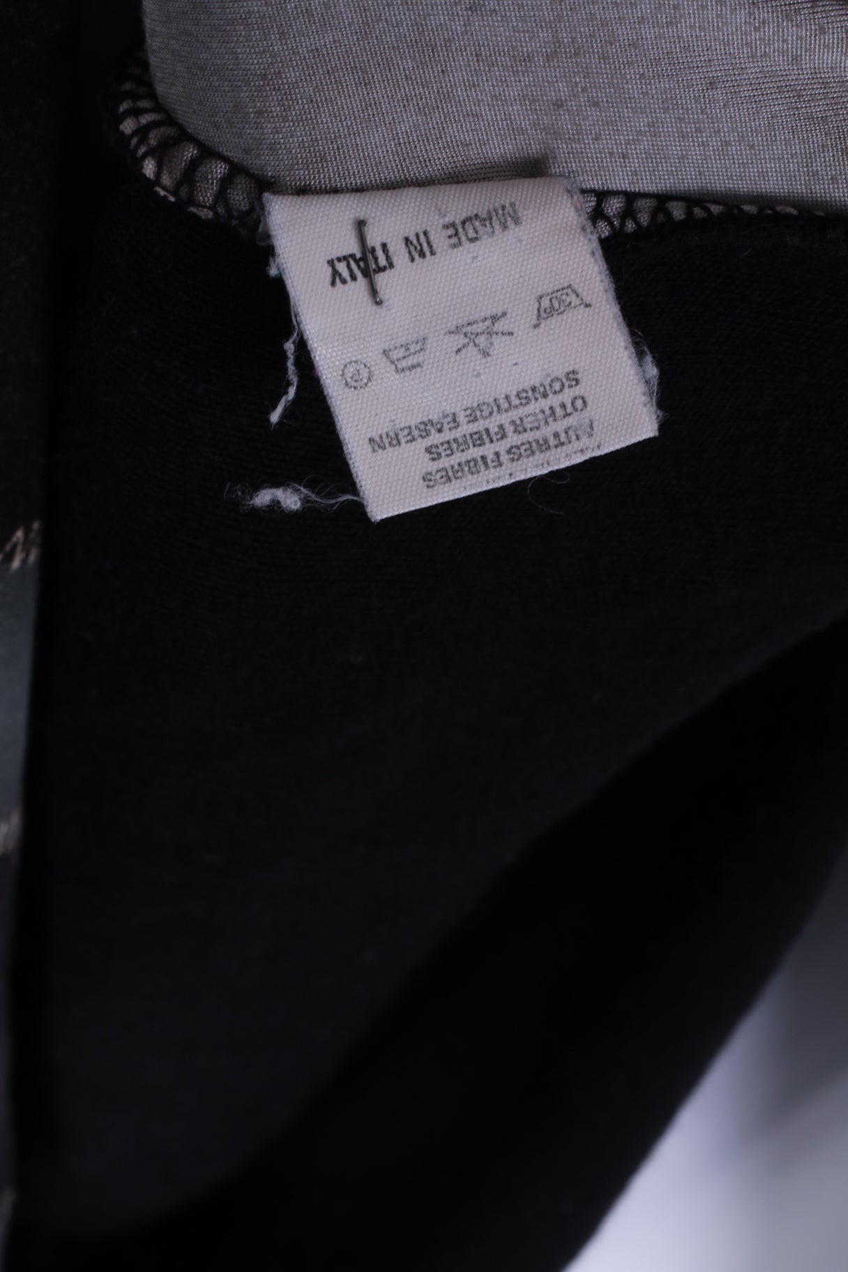 Unkown Womens M Shirt Black Patchwork nStretch Acrylic Wool Blend Top Italy