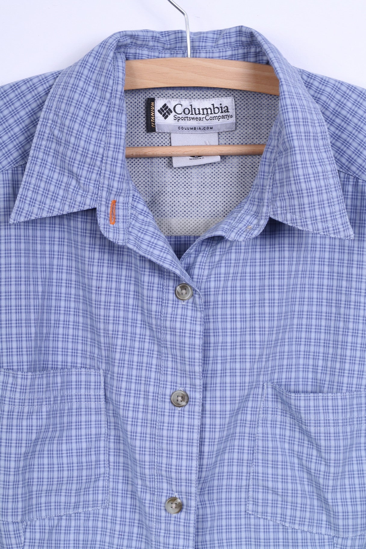 COLUMBIA Womens L Casual Shirt Long Sleeve Blue Check