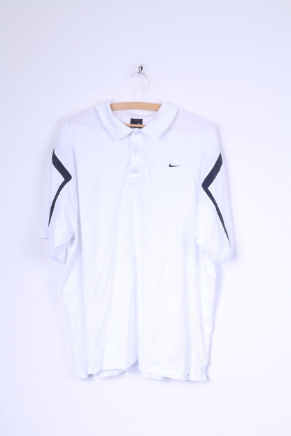 Nike Mens XL 188 Polo Shirt White Cotton Dri-Fit Sport Training