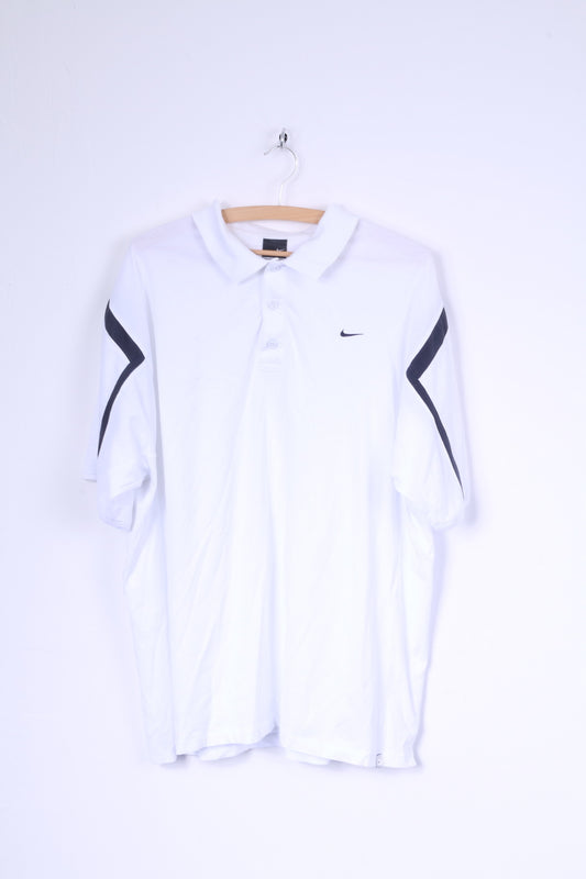 Nike Polo XL 188 Homme Blanc Coton Dri-Fit Sport Training