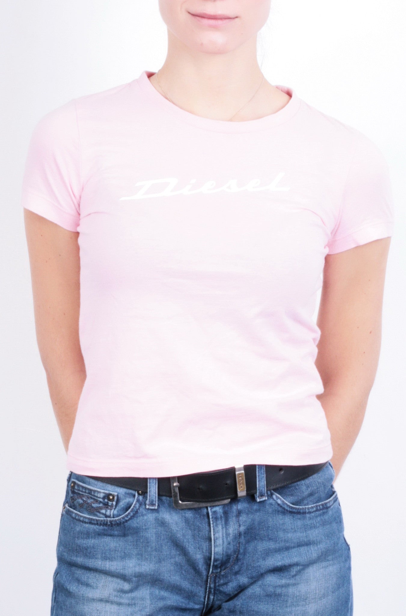 Diesel Womens S T-Shirt Pink Crew Neck Cotton Summer - RetrospectClothes