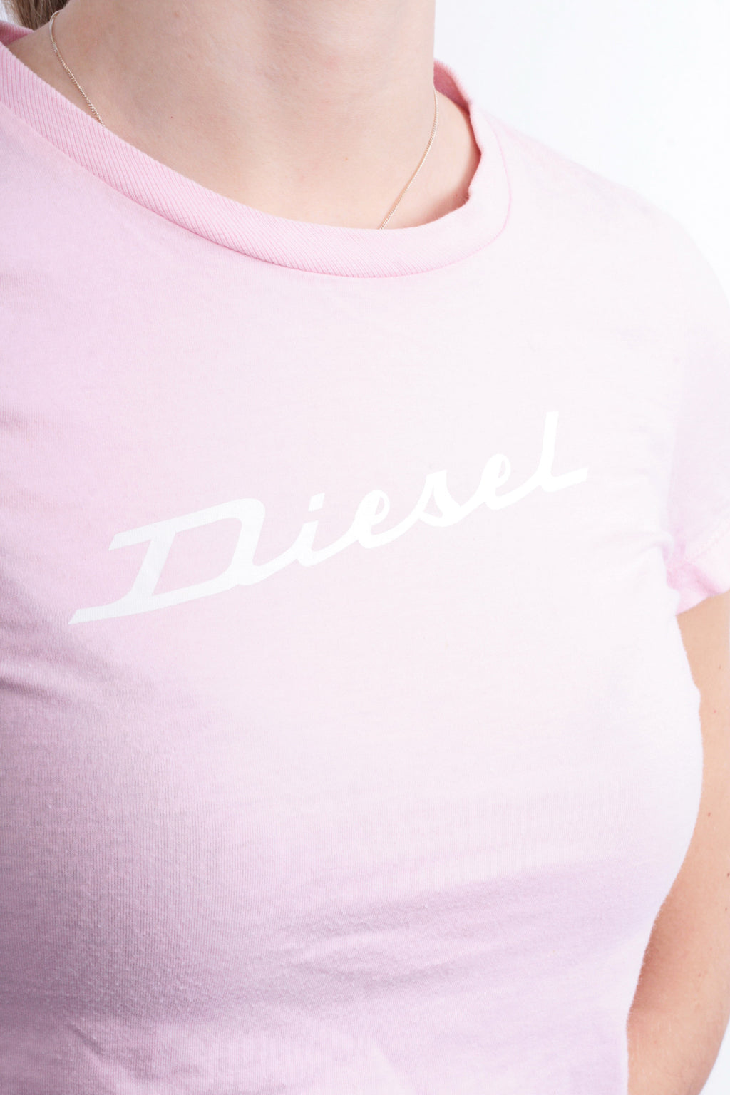 Diesel Womens S T-Shirt Pink Crew Neck Cotton Summer - RetrospectClothes