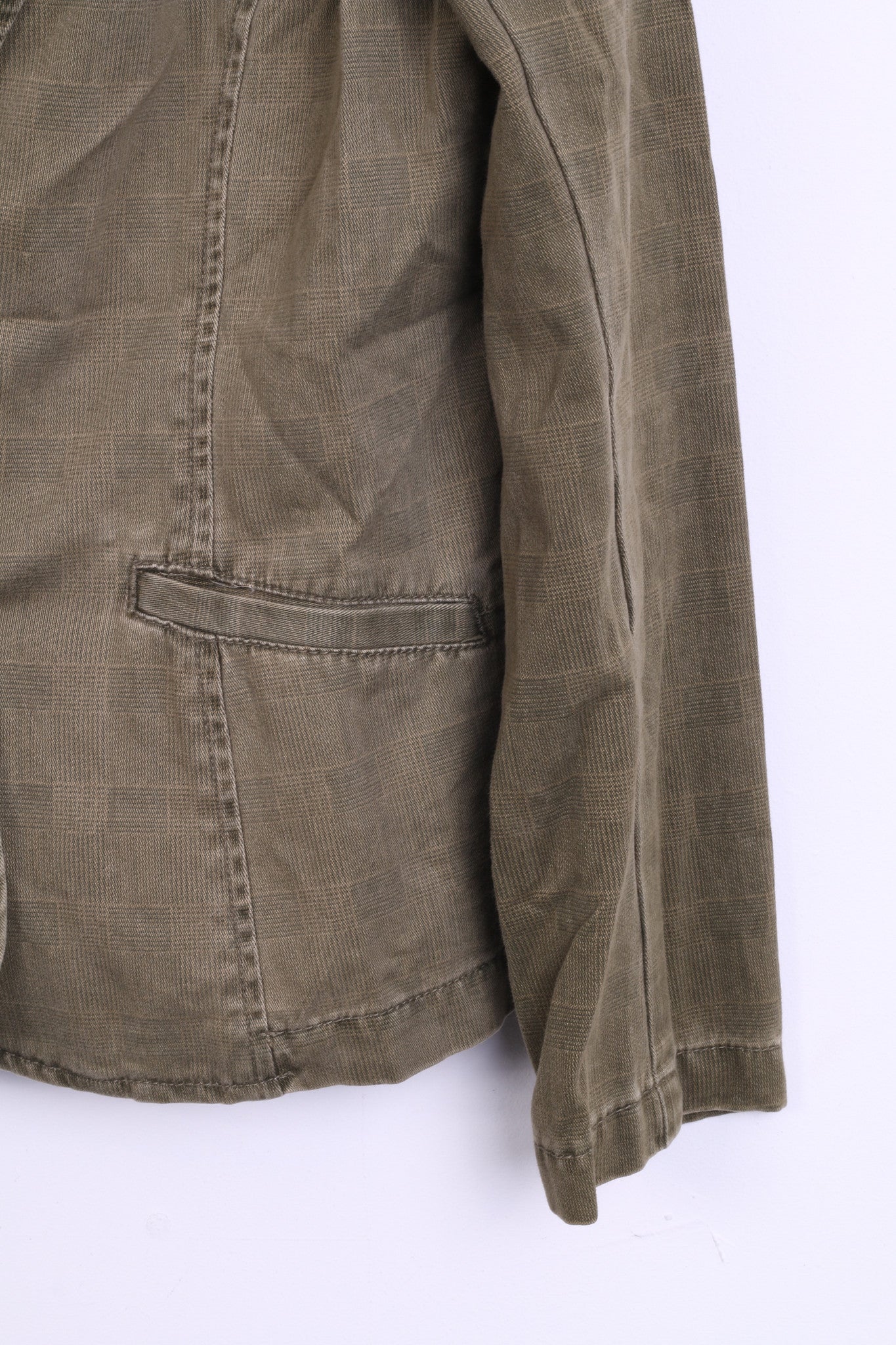 Havana Jacks Cafe Womens 8 M Blazer Top Suit Check Khaki Cotton - RetrospectClothes