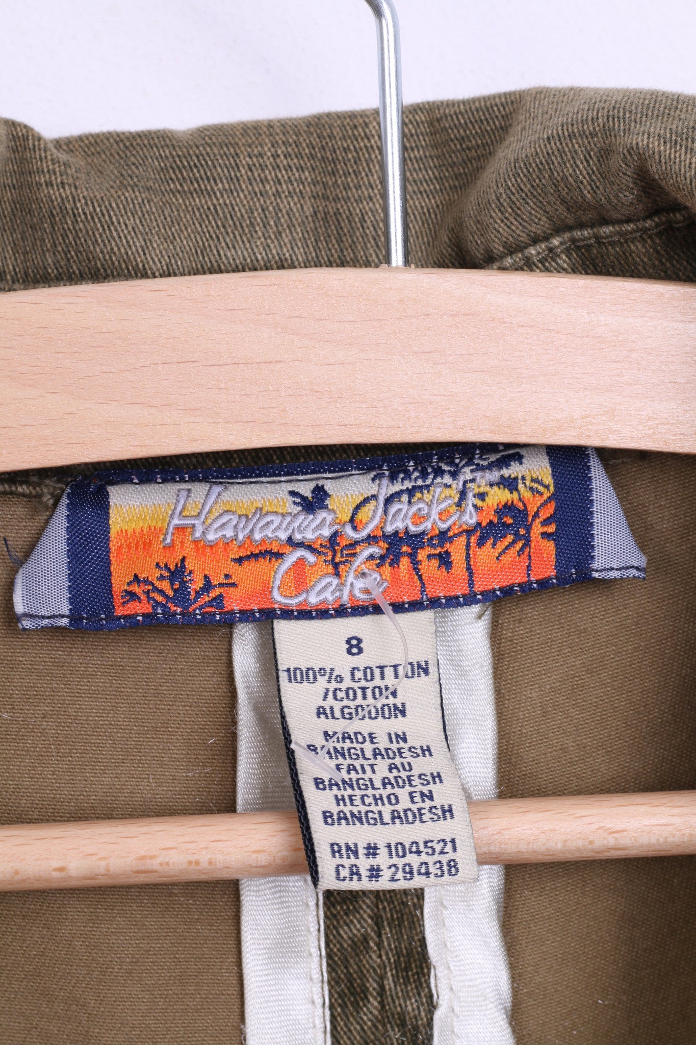 Havana Jacks Cafe Womens 8 M Blazer Top Suit Check Khaki Cotton - RetrospectClothes