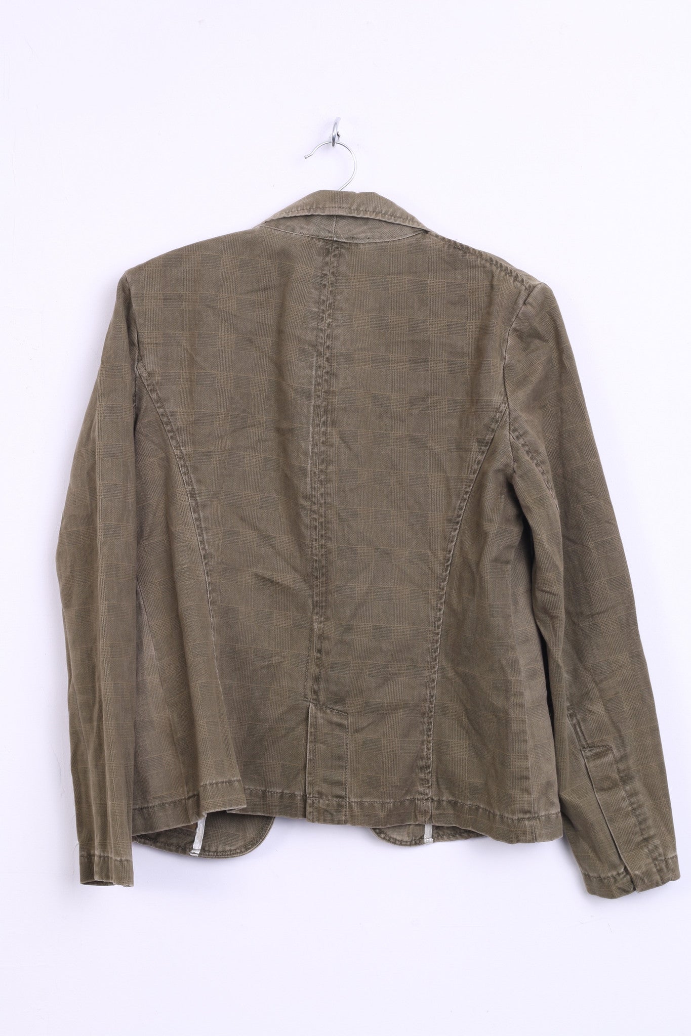 Havana Jacks Cafe Womens 8 M Blazer Top Suit Check Khaki Cotton - RetrospectClothes