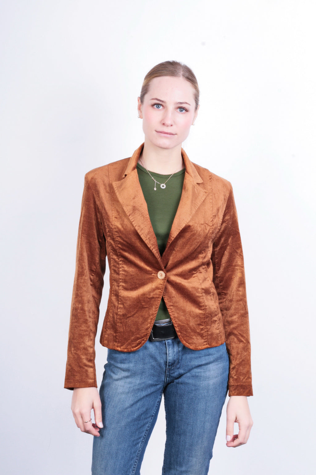 Rinascimento Womens S Blazer Shiny Brown Cotton Italy Top Suit - RetrospectClothes