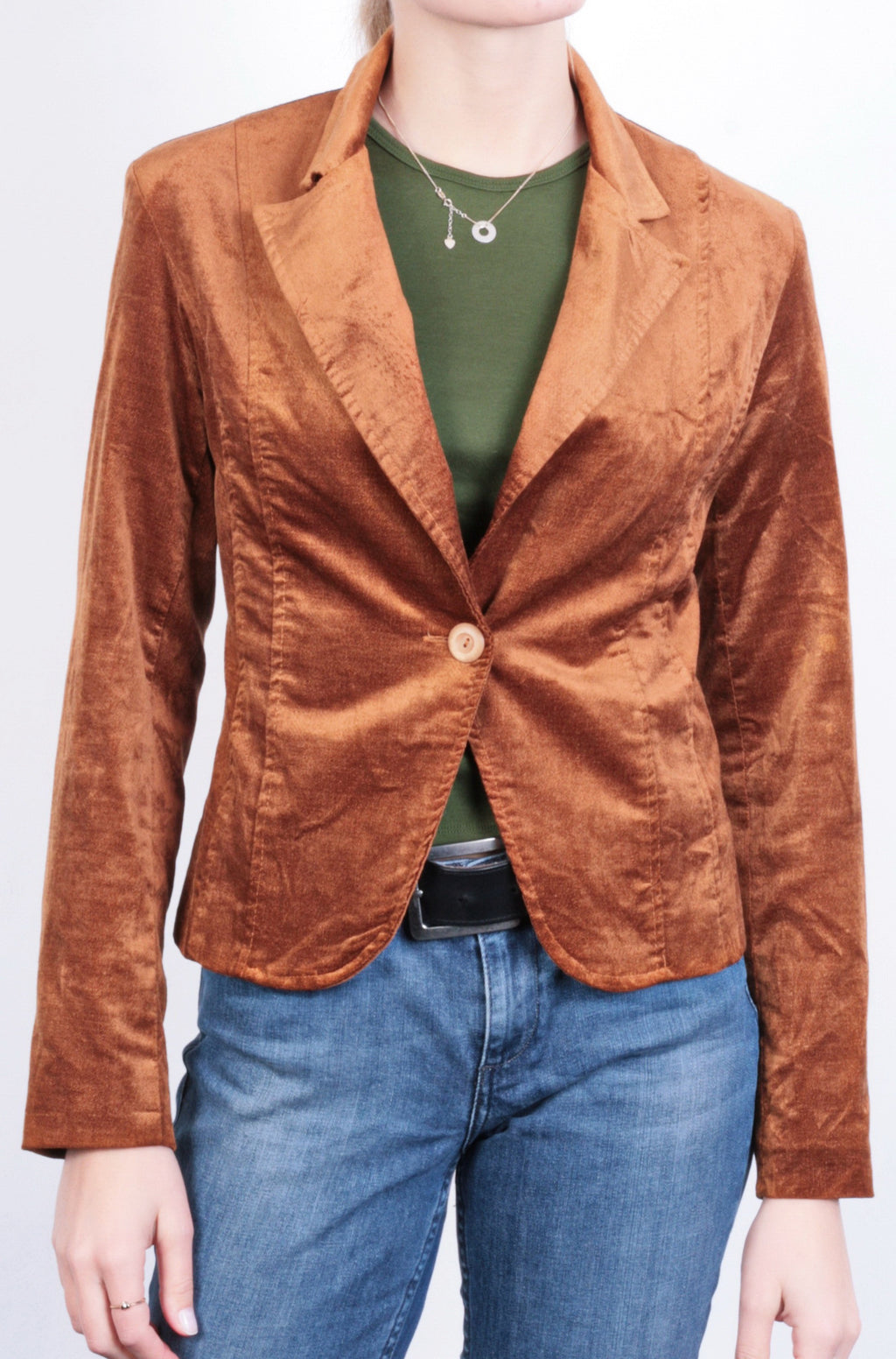 Rinascimento Womens S Blazer Shiny Brown Cotton Italy Top Suit - RetrospectClothes