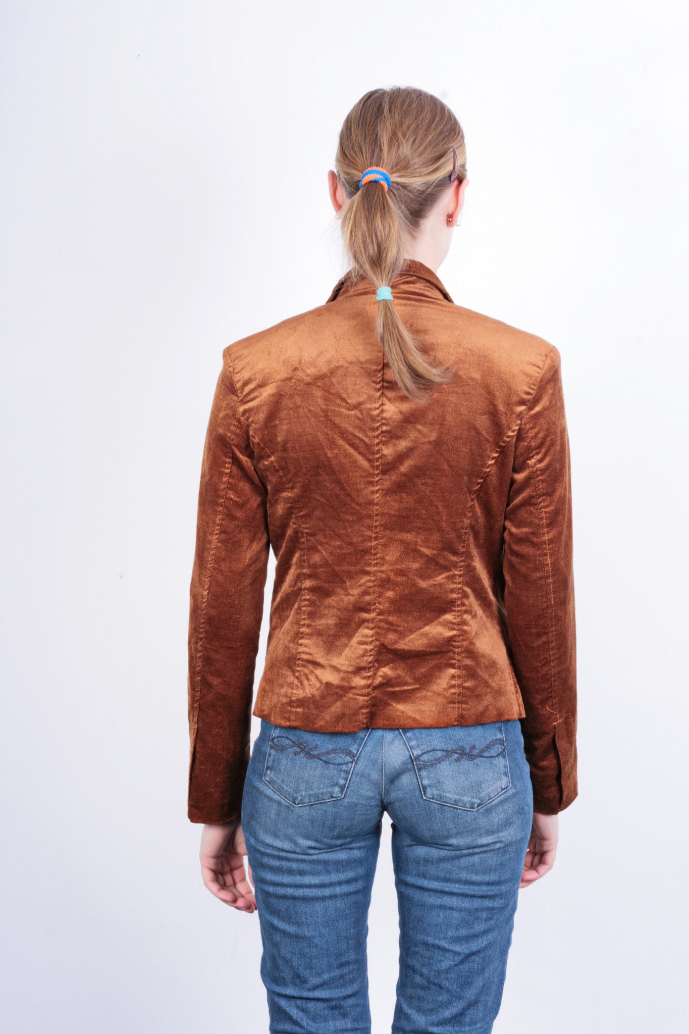 Rinascimento Womens S Blazer Shiny Brown Cotton Italy Top Suit - RetrospectClothes