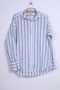 Boden Camicia casual da uomo 15,5 L a righe blu in cotone a maniche lunghe