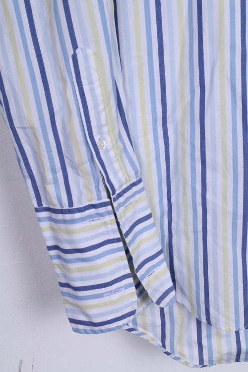 Chemise décontractée Boden pour homme 15,5 L en coton à rayures bleues à manches longues