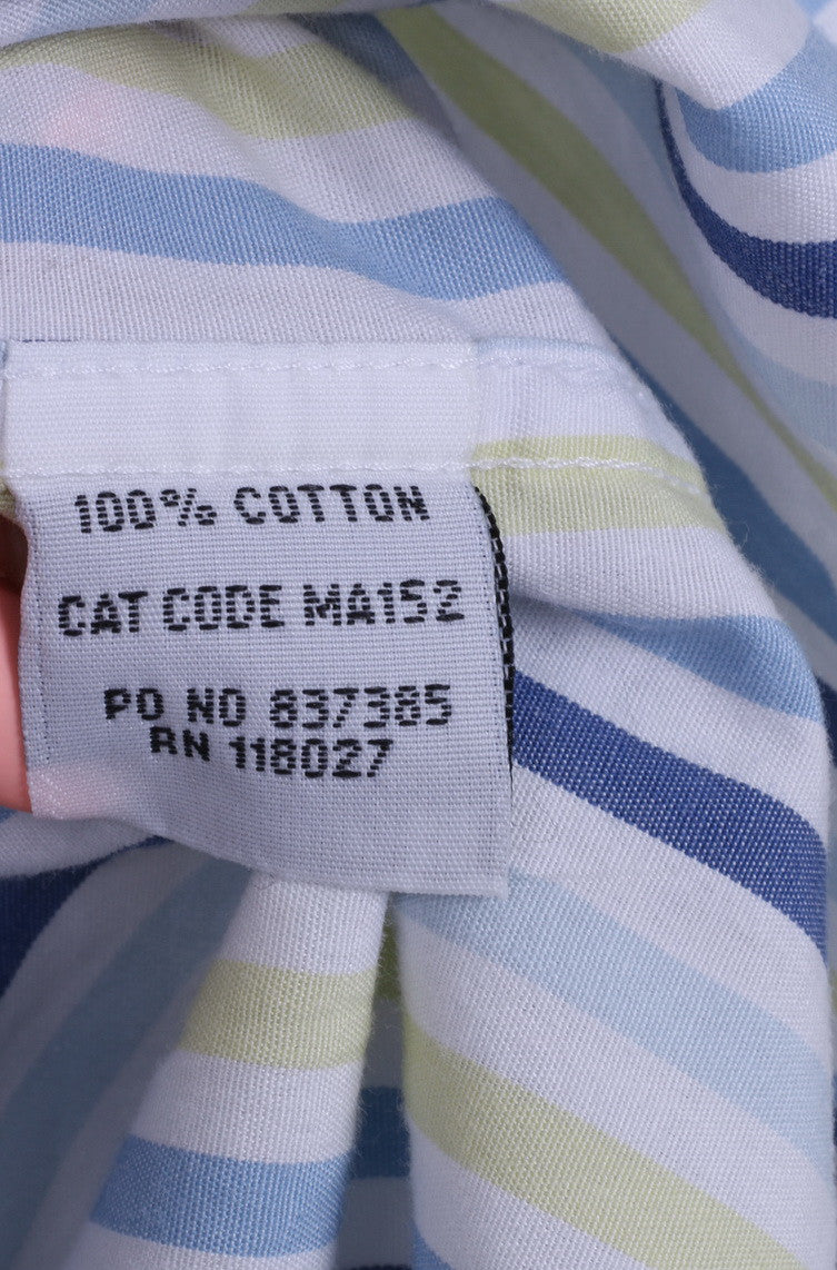 Boden Mens 15.5 L Casual Shirt Blue Stripes Cotton Long Sleeve