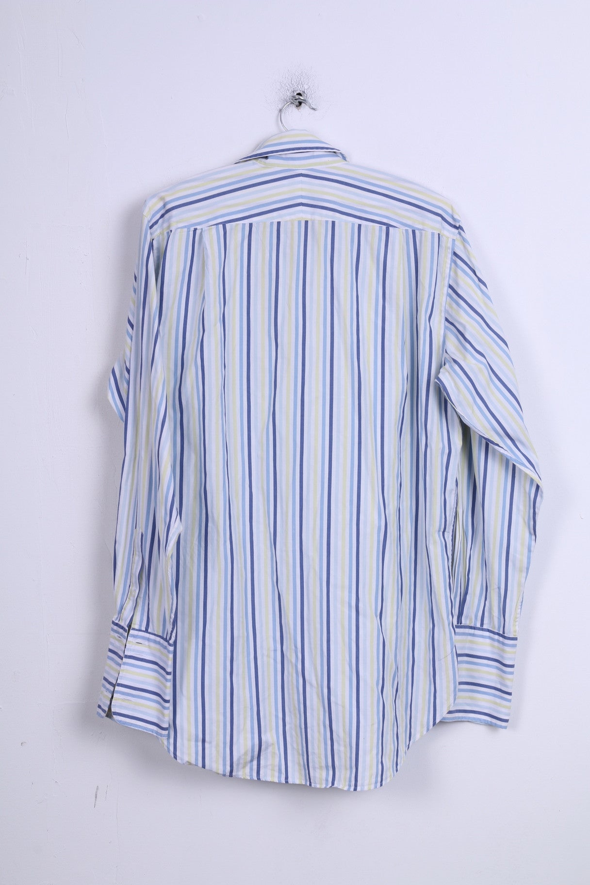 Boden Mens 15.5 L Casual Shirt Blue Stripes Cotton Long Sleeve