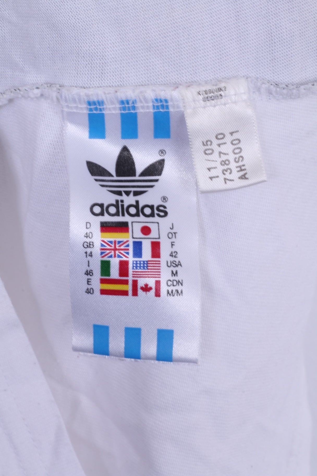 Adidas Womens 40 XS Shirt White Cotton Crew Neck Graphic Football
