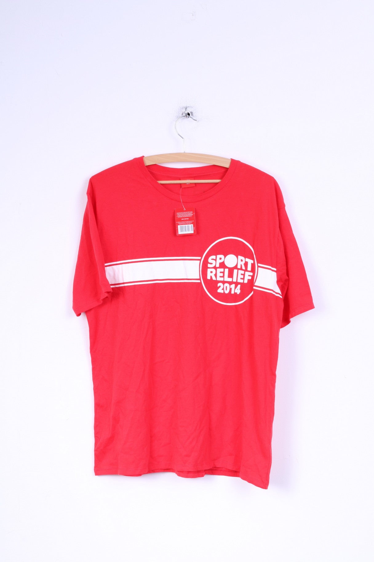 New Sport Relief Mens L T-Shirt Red Cotton Crew Neck