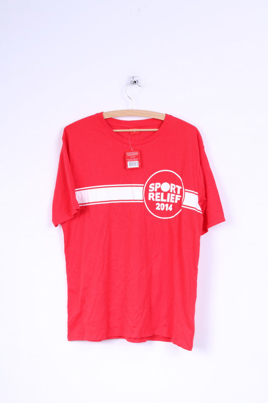 Nouveau Sport Relief hommes L T-Shirt rouge coton col rond