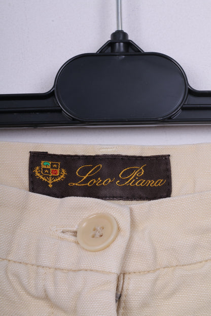Loro Piana Womens 42 Shorts Cream Cotton Linen Italy