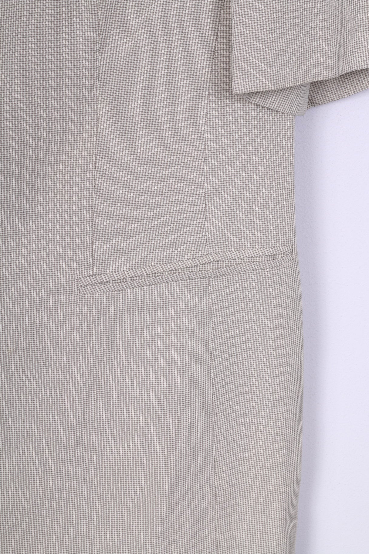 Petite Mademoiselle Womens XL Blazer Short Sleeve Check Cream Sholuder Pads Summer Vintage