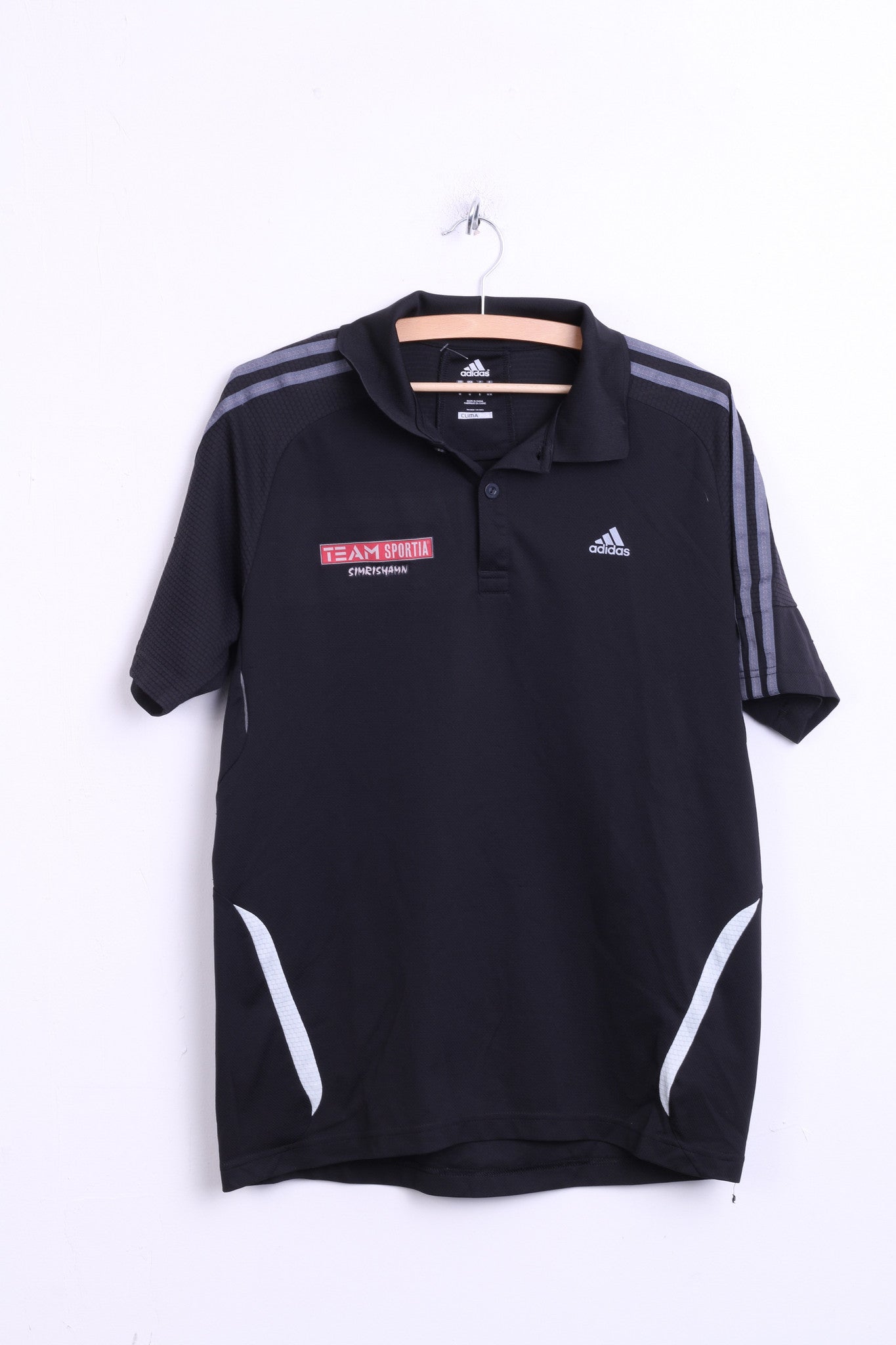 Adidas Mens M Polo Shirt Black Top Team Sportia Simrishamn - RetrospectClothes