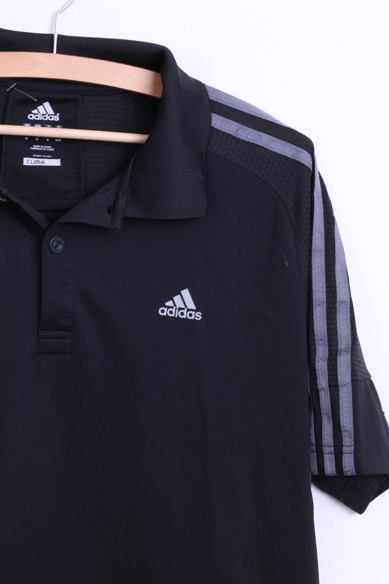Adidas Mens M Polo Shirt Black Top Team Sportia Simrishamn - RetrospectClothes