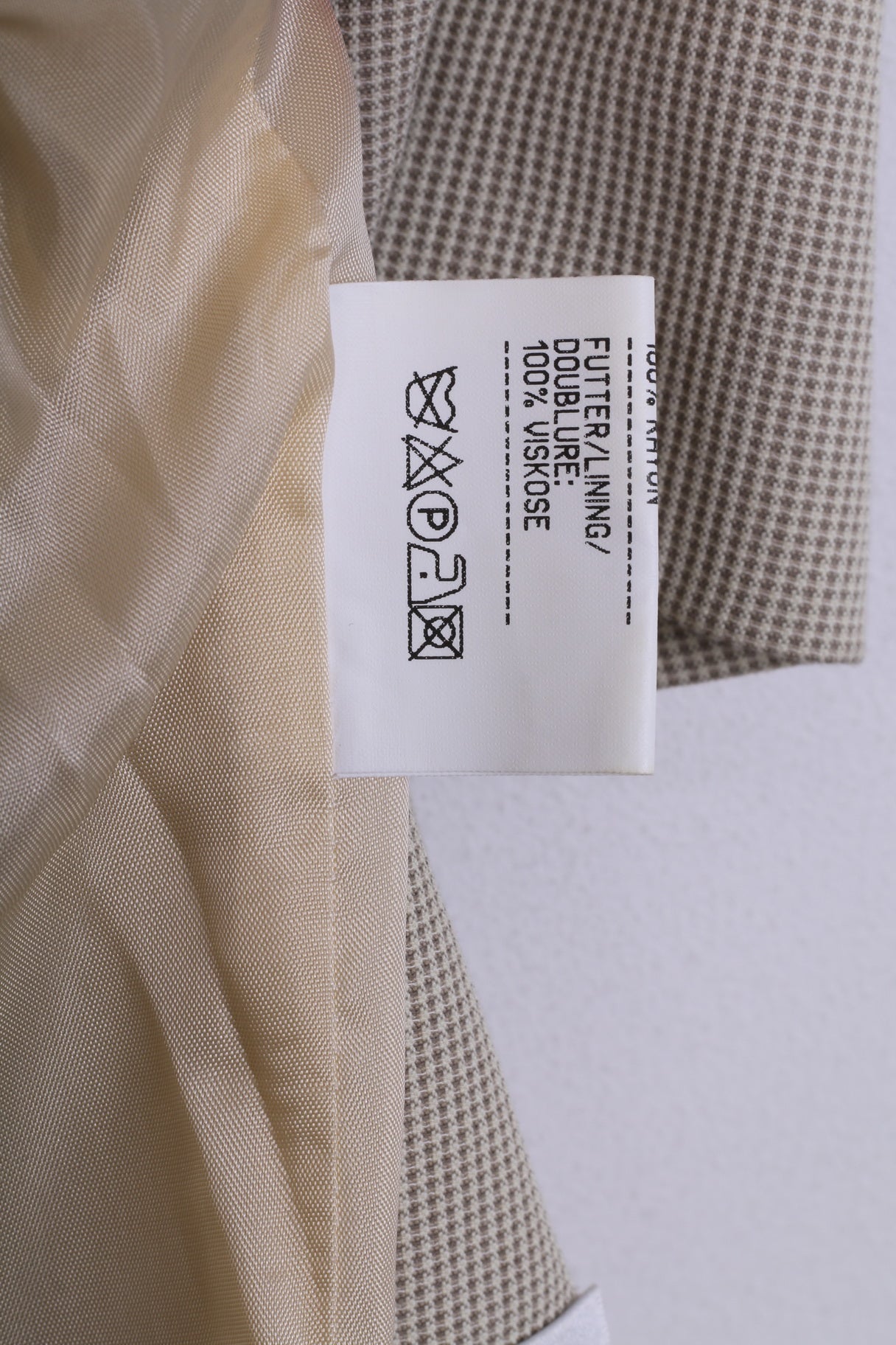 Petite Mademoiselle Womens XL Blazer Short Sleeve Check Cream Sholuder Pads Summer Vintage