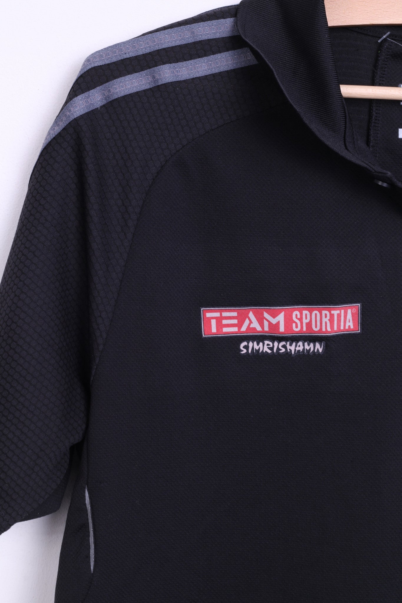 Adidas Mens M Polo Shirt Black Top Team Sportia Simrishamn - RetrospectClothes