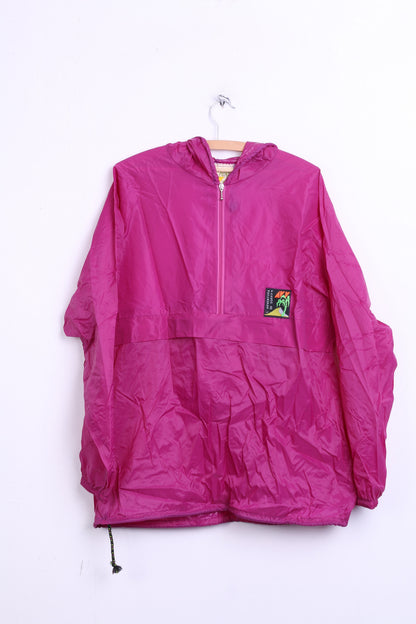 AVV Avventura by Sorry Womens L Nylon Light Jacket Hood Zip Neck Fuchsia - RetrospectClothes